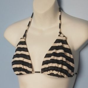 OP BLACK AND WHITE STRIPED SPARKLE BIKINI TOP